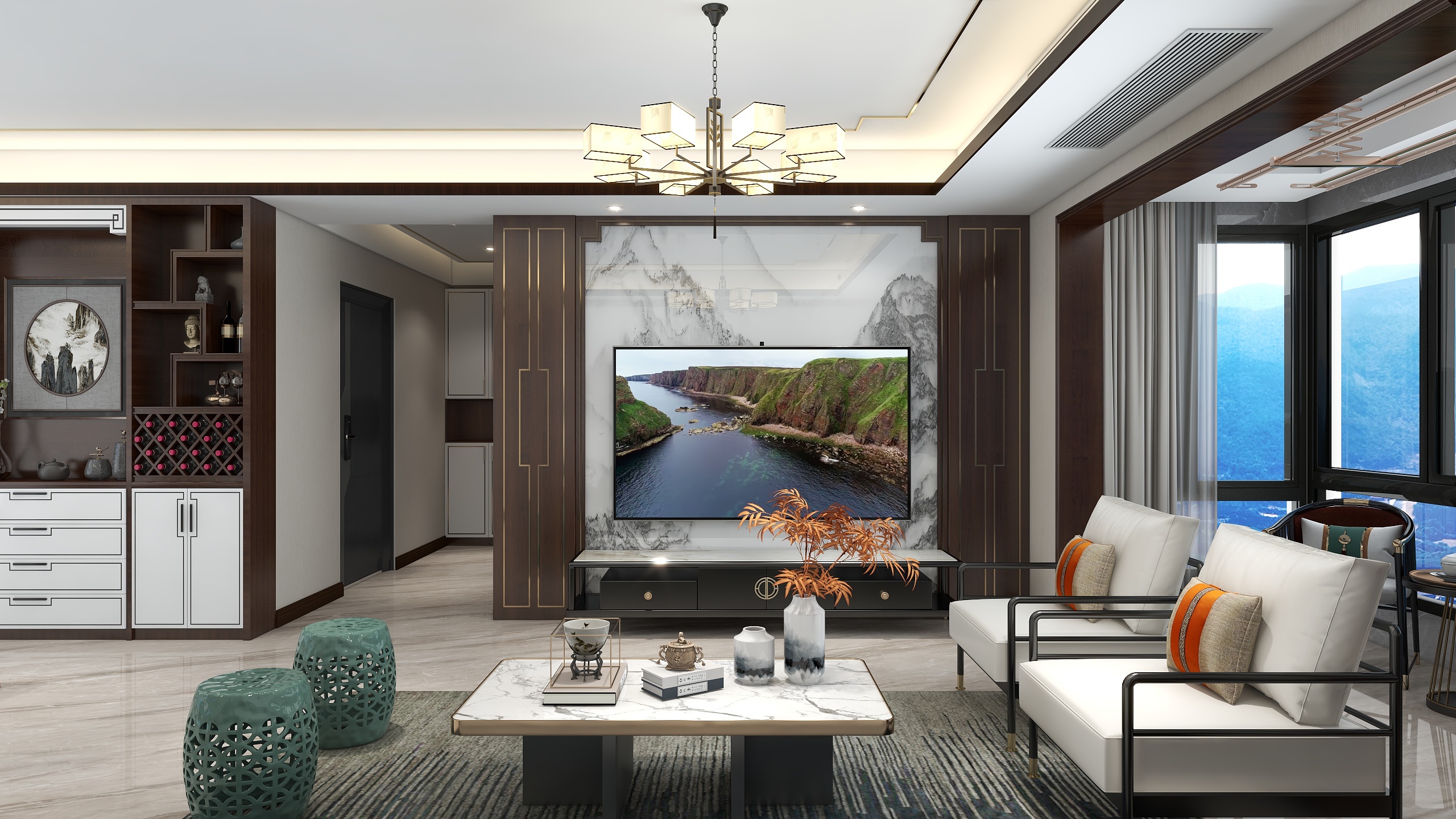 林连杰-新中式《锦瑟》装修效果图