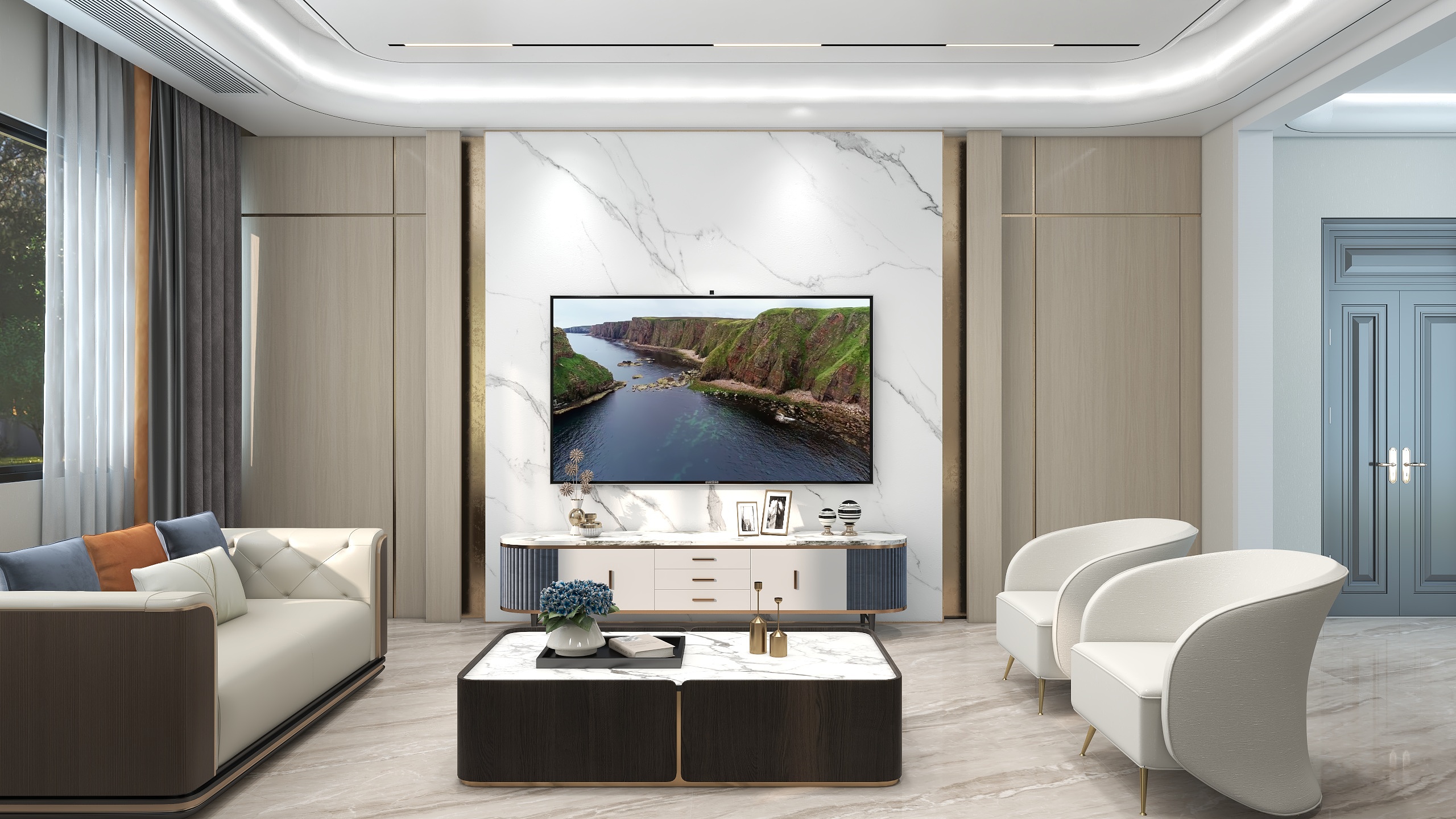 林连杰-现代轻奢《云端》装修效果图