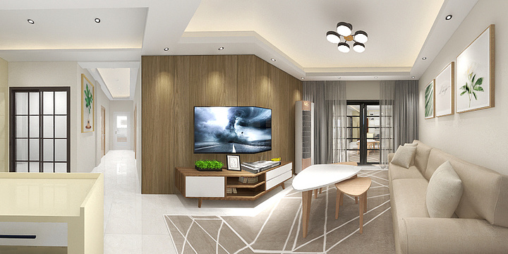 非酋-德信海德公园83.00㎡A2’3室2厅1卫1厨-装修设计方案