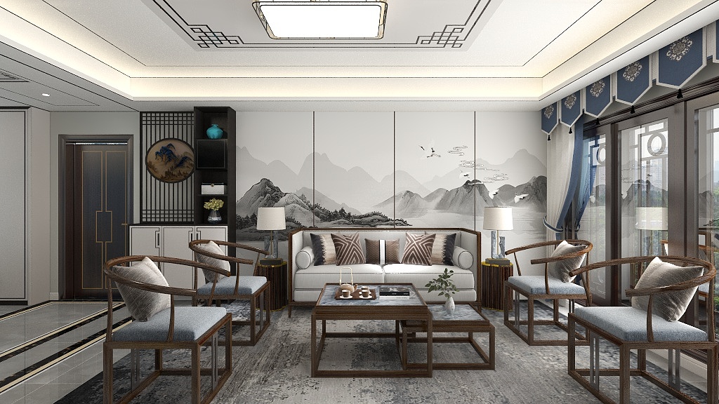 白如军-129平新中式3居-装修设计方案