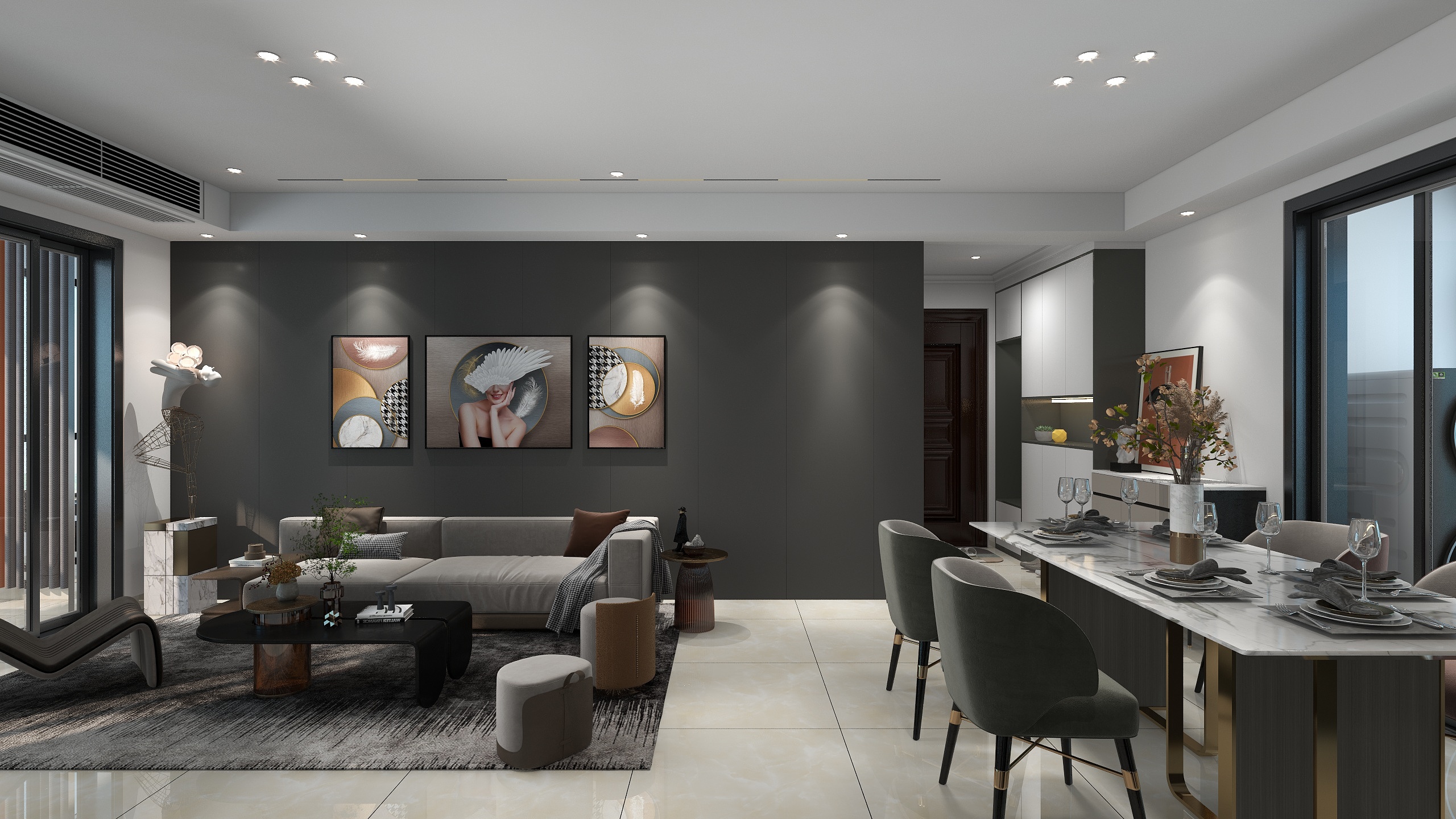 木乙山禾全案设计丨王昊-精装房-现代风格-128平装修效果图