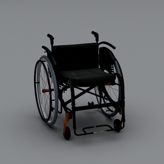 Sleek Black Wheelchair 3D Model for Accessibility