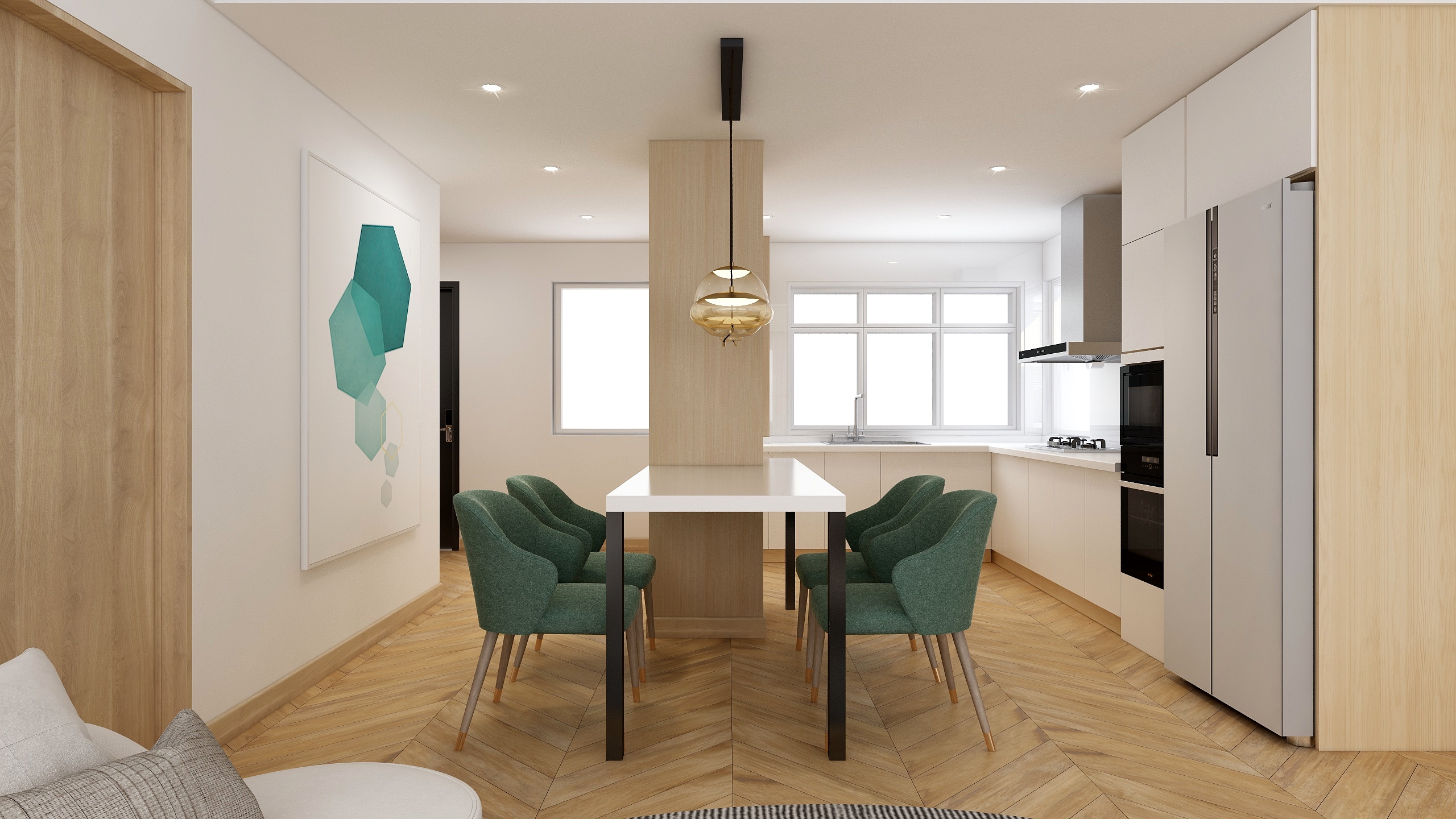 扬州装修设计院-德信海德公园83.00㎡A2’3室2厅1卫1厨-装修设计方案