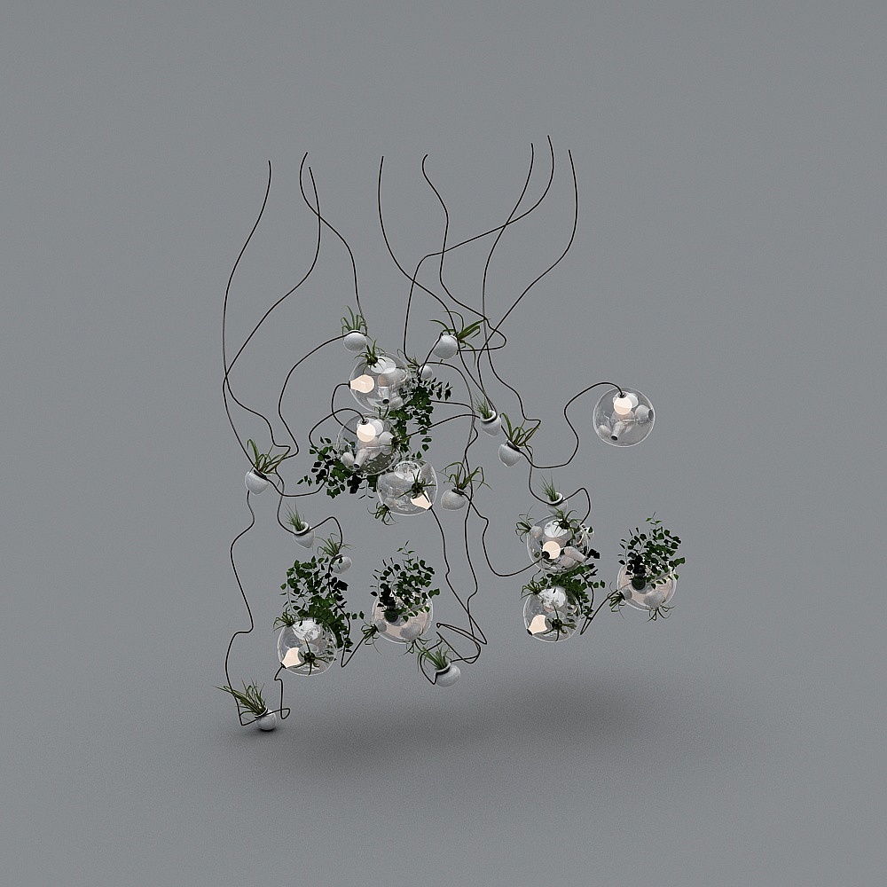 北欧花店-组合花灯3D模型