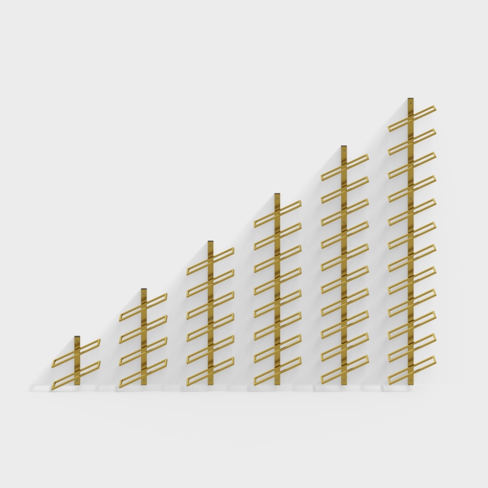 Industrial Gold Wall Mounted Wine Rack Set in Metal