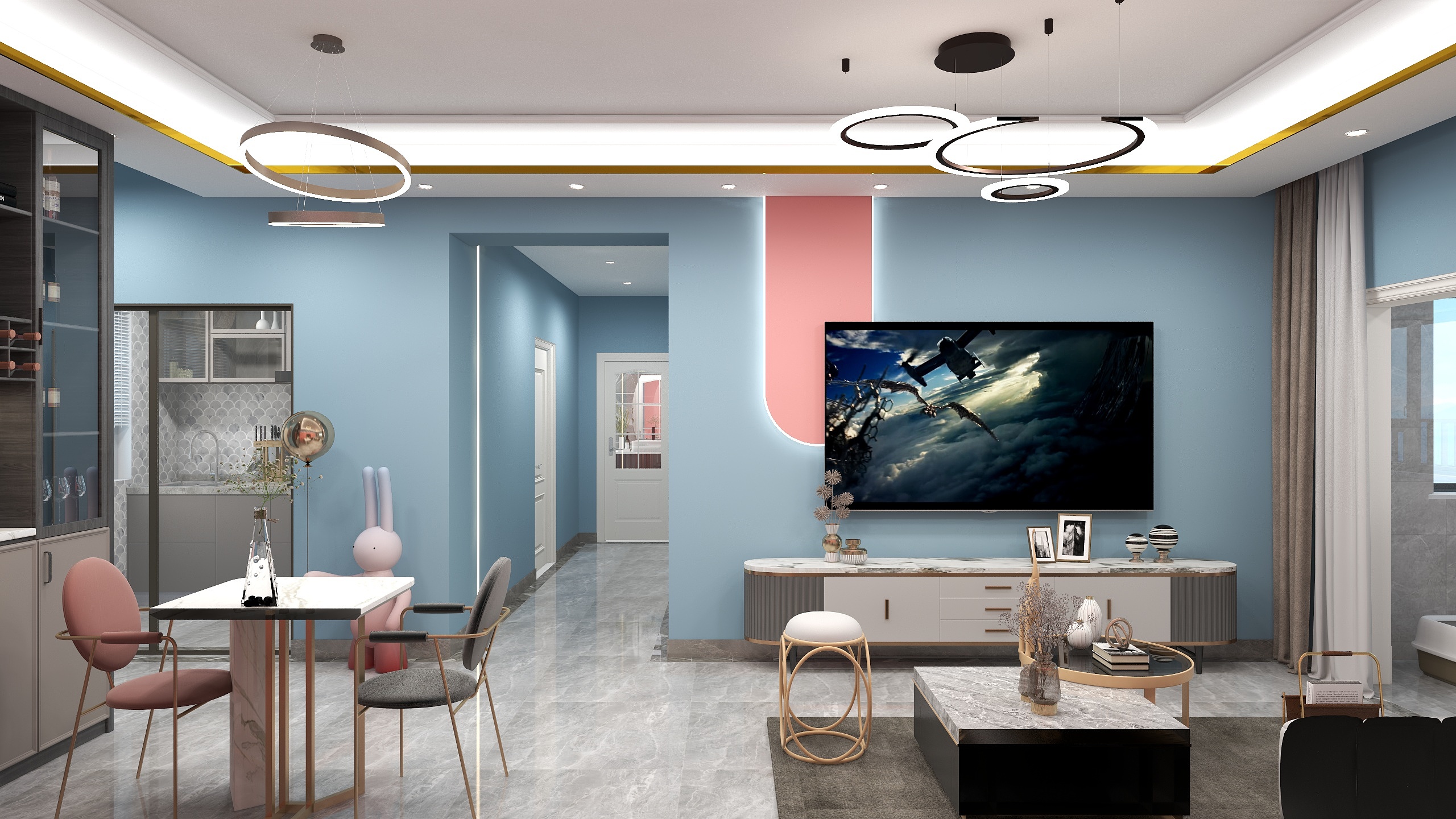 CHIC太原店-德信海德公园83.00㎡A2’3室2厅1卫1厨装修效果图