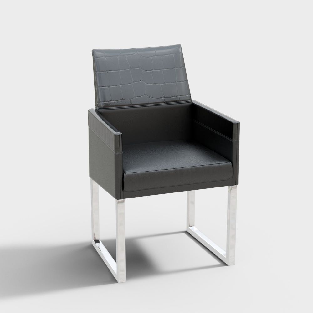 Leather sofa_chair_black-休闲椅3D模型