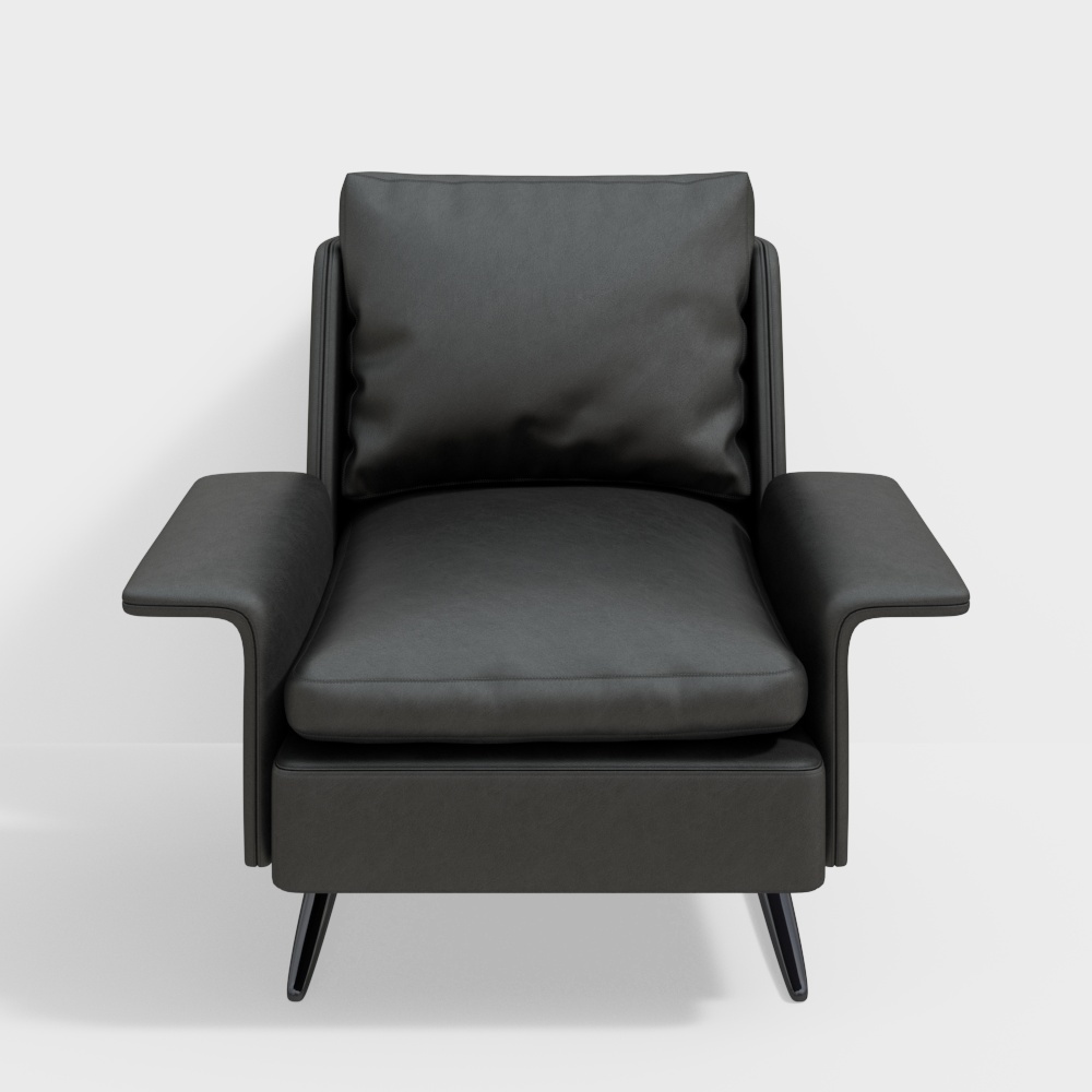 minotti_Leather sofa_chair_black3D模型