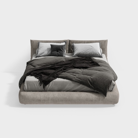 Contemporary Minimalist Modern Art Moderne Twin Beds,Twin Beds,Gray+Black