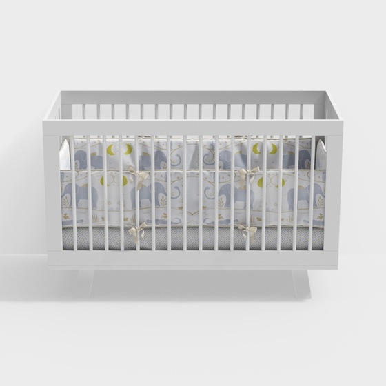 White Baby Bed 3D Model for Cozy Nursery Spaces