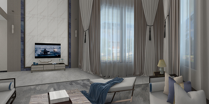 格莱斯瓷砖空间设计-新中式别墅-1575533-装修设计方案