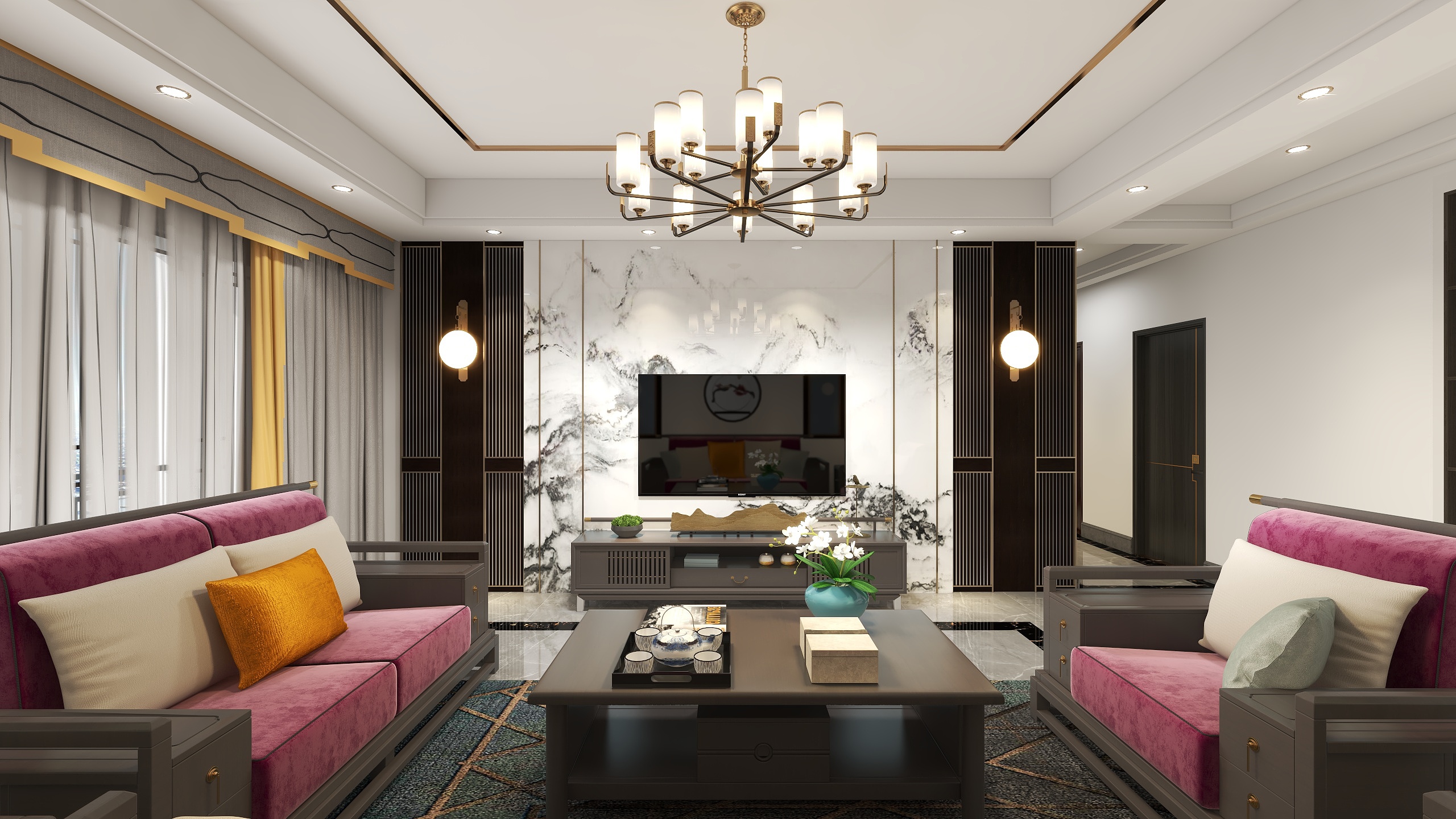 黄克诚-新中式－客餐厅-装修设计方案