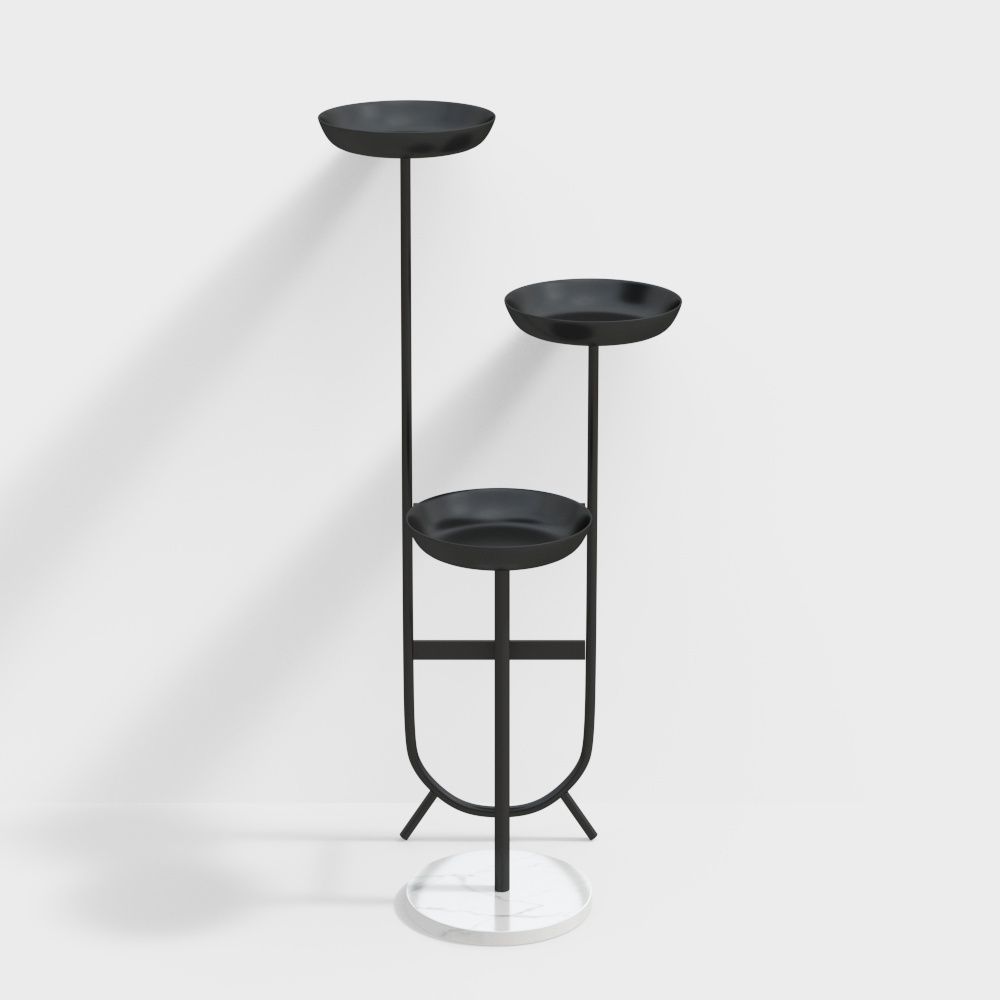 Chic Unique Shaped Metal Standing Plant Stand in Black