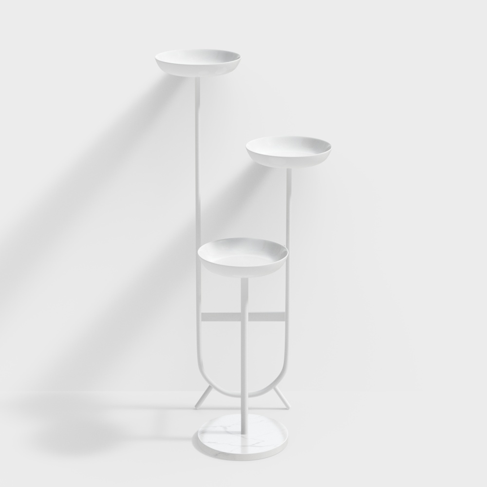 Chic Unique Shaped Metal Standing Plant Stand in White