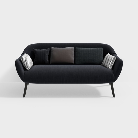 Modern Art Moderne Minimalist Loveseats,Seats & Sofas,Loveseats,Black