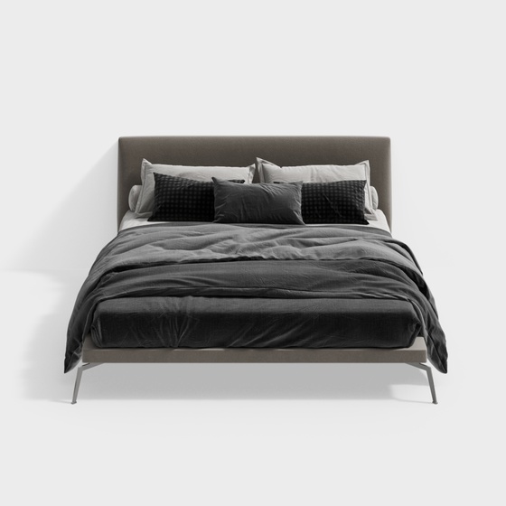Modern Minimalist Twin Beds,Twin Beds,Black+Gray
