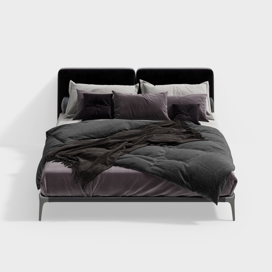 Minimalist Modern Art Moderne Twin Beds,Twin Beds,Gray+Black