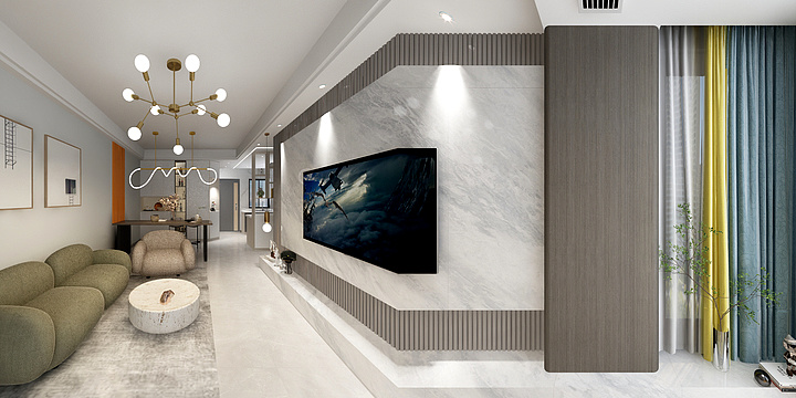 室内设计丨秋秋-德信海德公园83.00㎡A2’3室2厅1卫1厨-装修设计方案