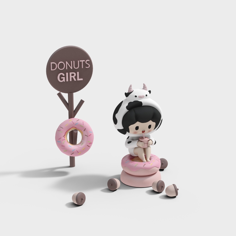 甜甜圈女孩玩偶摆件