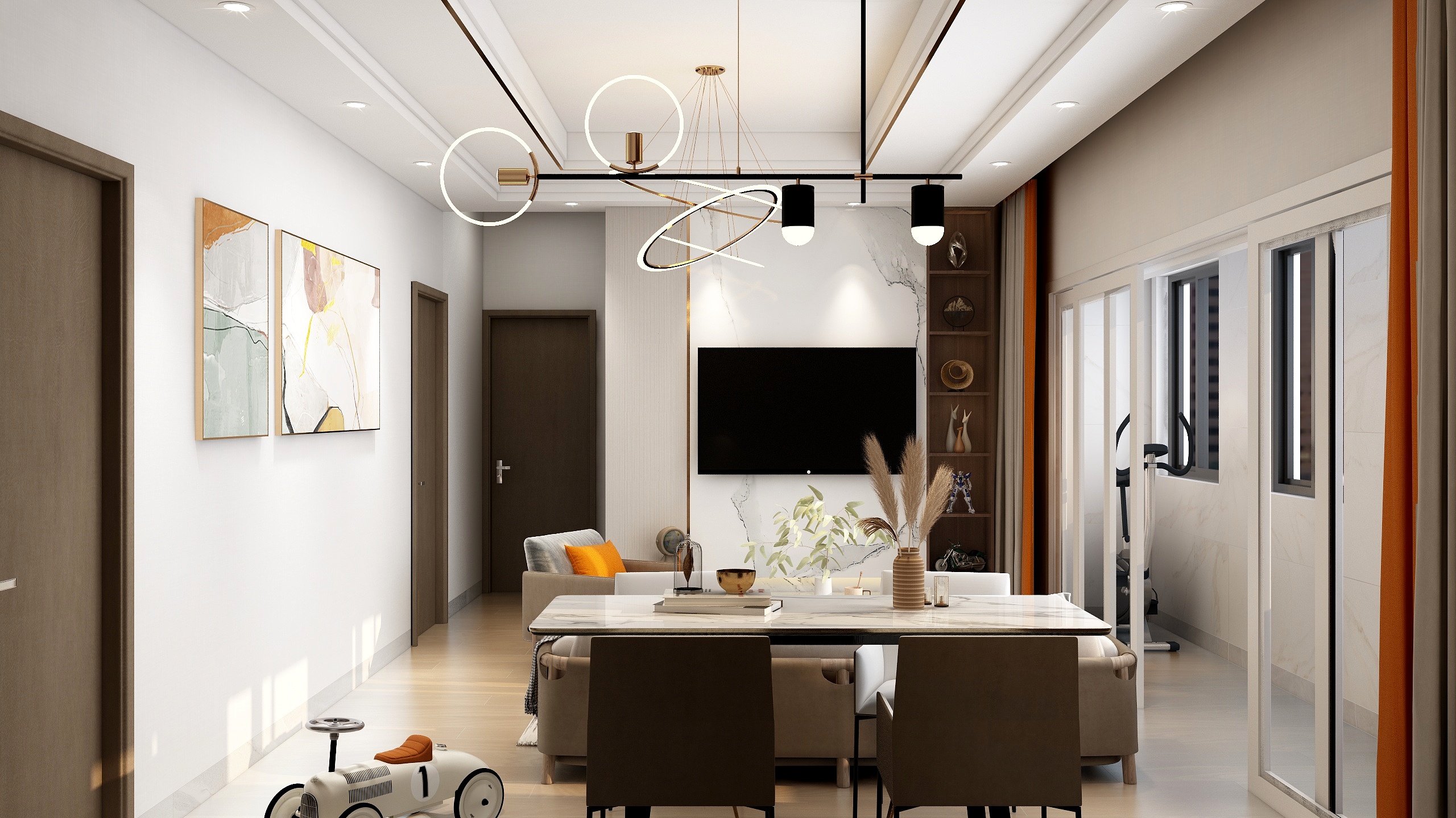 昊博全屋定制-瑞和园89.50㎡B户型3室2厅1卫-装修设计方案