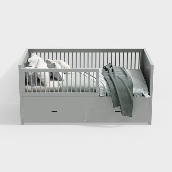 Modern Gray Cot 3D Model