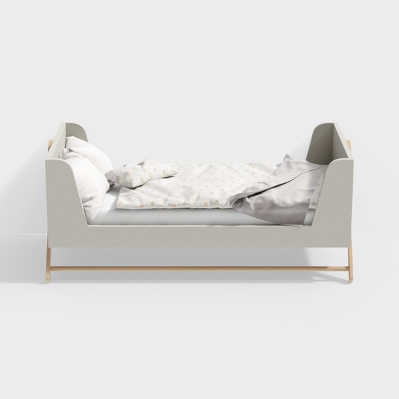 Cozy Modern Open Cot 3D Model for Infants