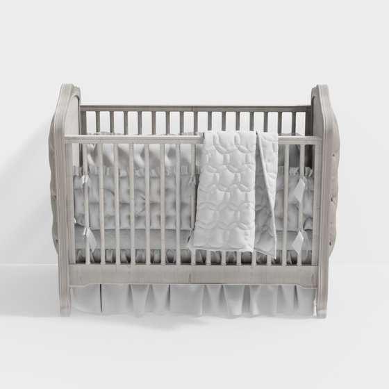 Stylish Jane Euro Upholstered Baby Cot 3D Model
