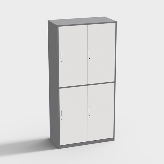 Colorful Four-Door Filing Cabinet 3D Model