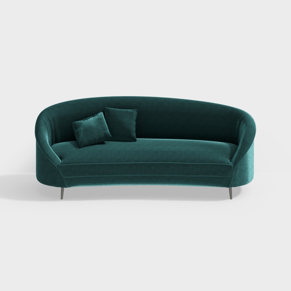 现代荧光绿弧形沙发