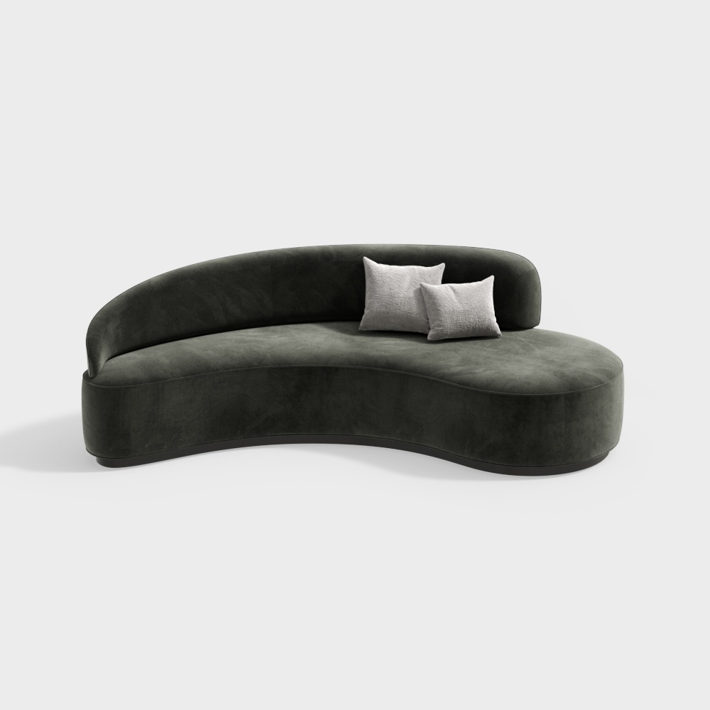 现代浅绿弧形沙发
