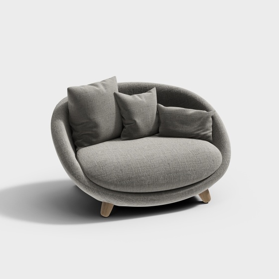 Stylish Modern Grey Lazy Sofa 3D Model