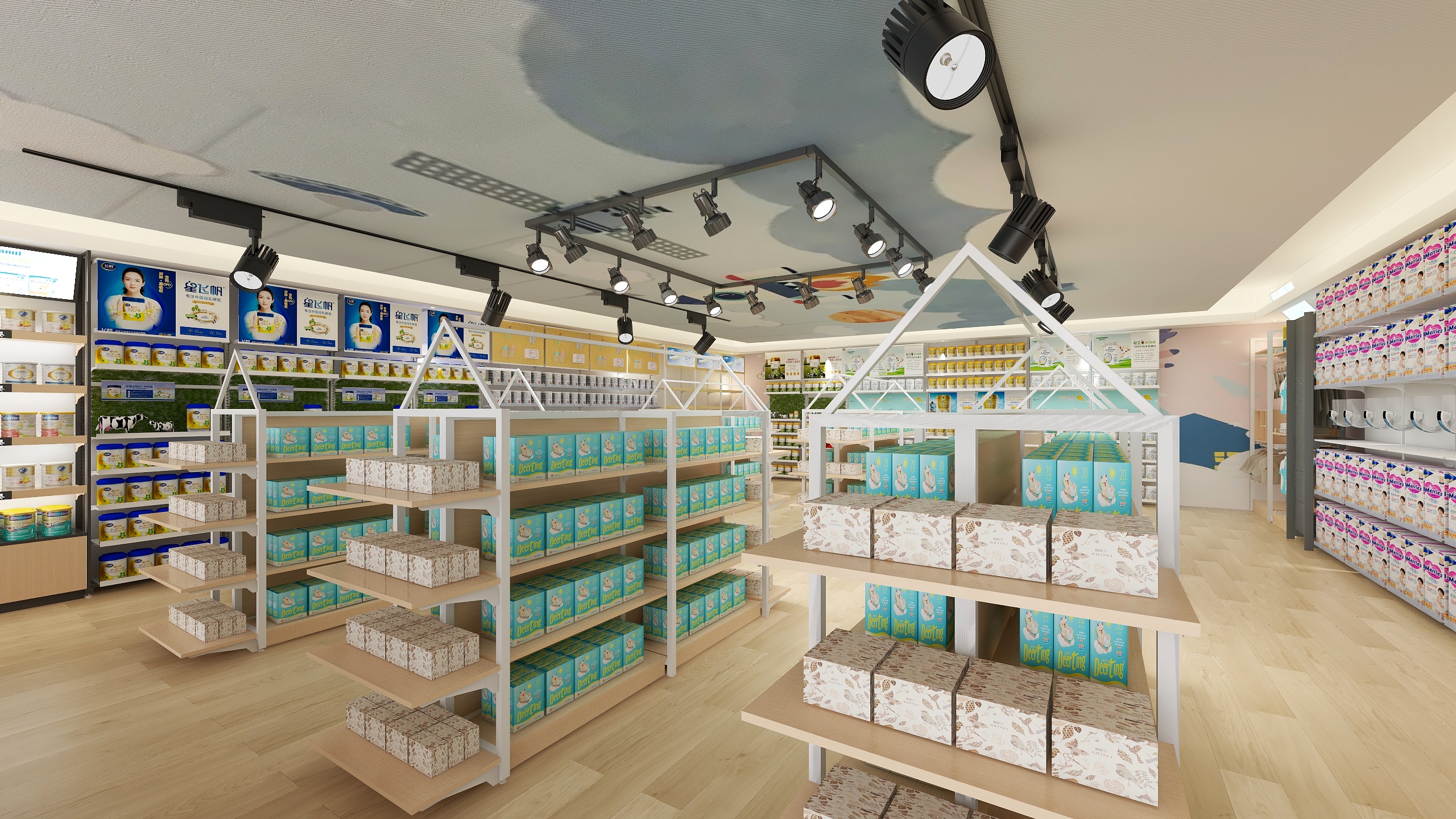 蓝光室内设计工作室-奶粉店-装修设计方案