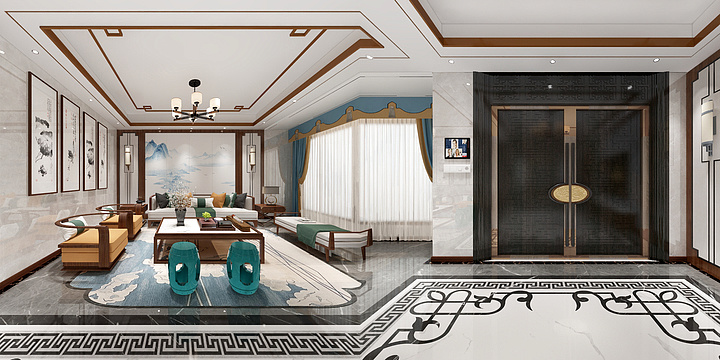 雅绣之家高邮旗舰店-郭集时府装修设计方案一楼-装修设计方案