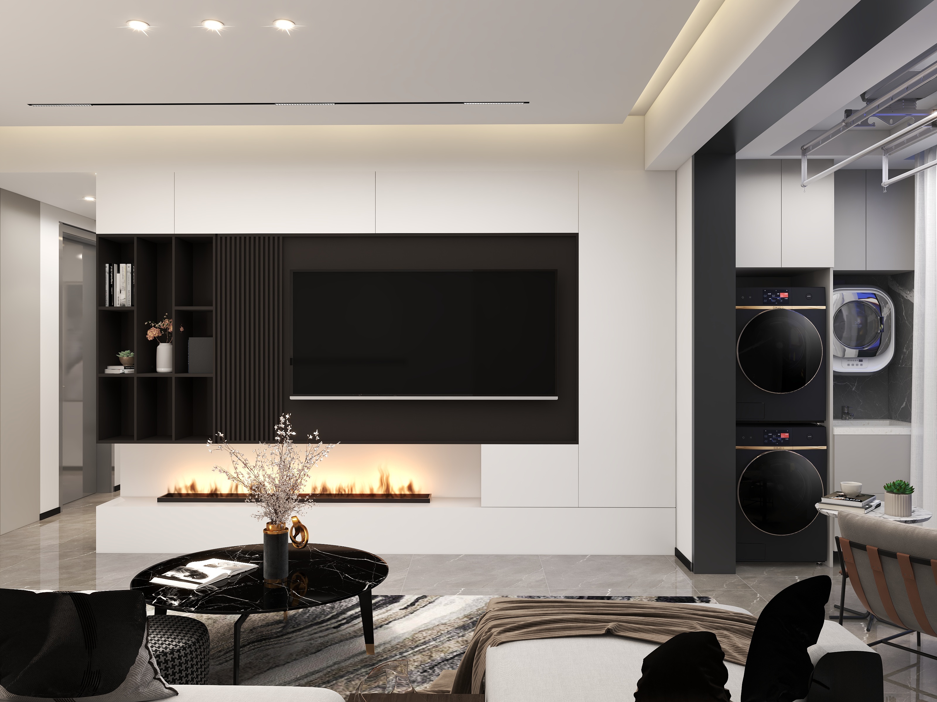 卫都装饰---精装极简现代-拼色七度灰+胡桃-装修设计方案