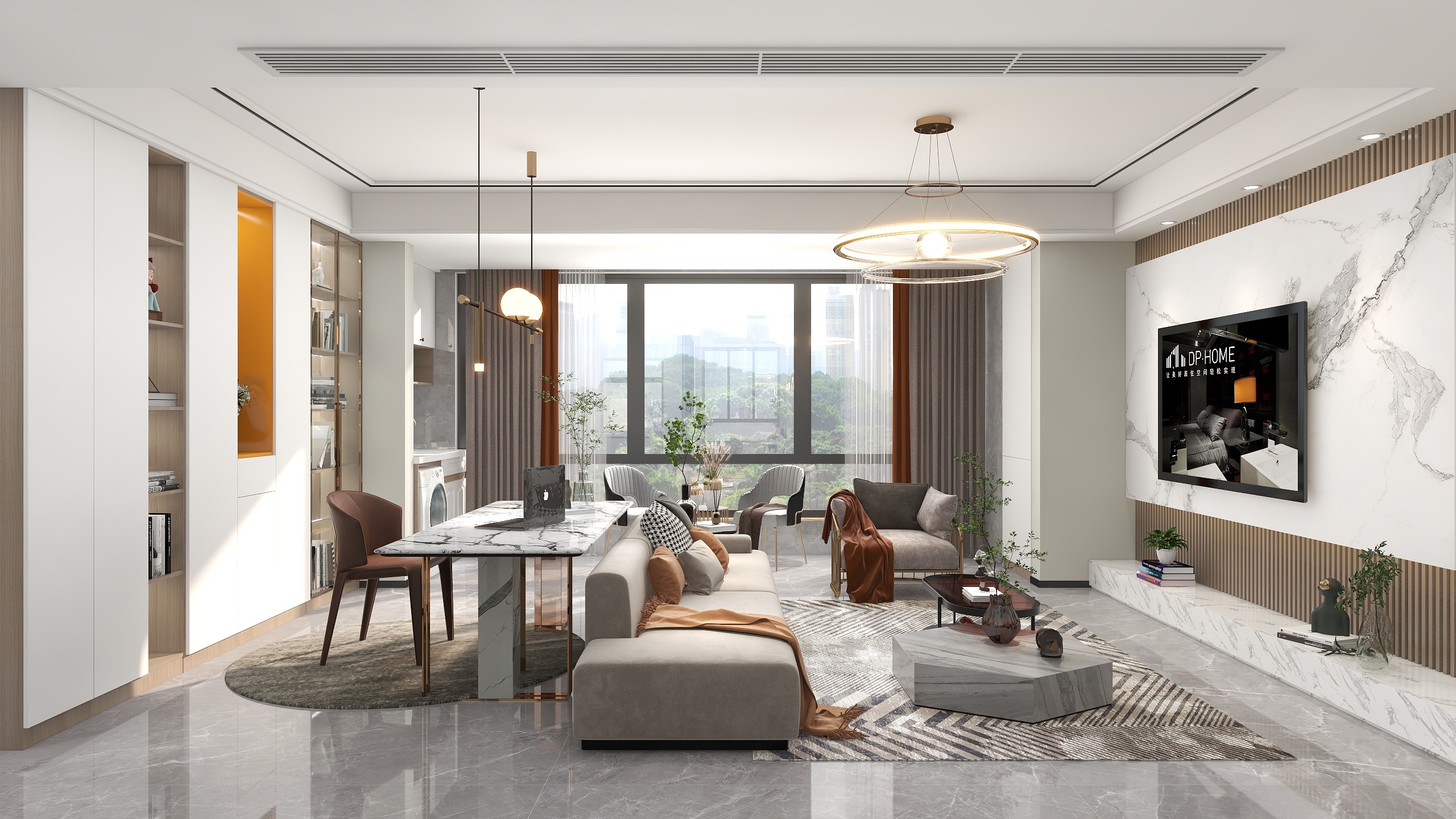 jing言-现代风格客餐厅-装修设计方案