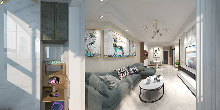 I合江设计I-德信海德公园83.00㎡A2’3室2厅1卫1厨-装修设计方案