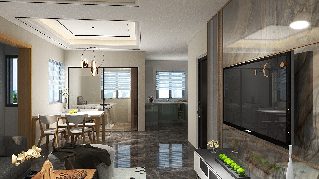 军华建材-瑞和园89.50㎡B户型3室2厅1卫-装修设计方案