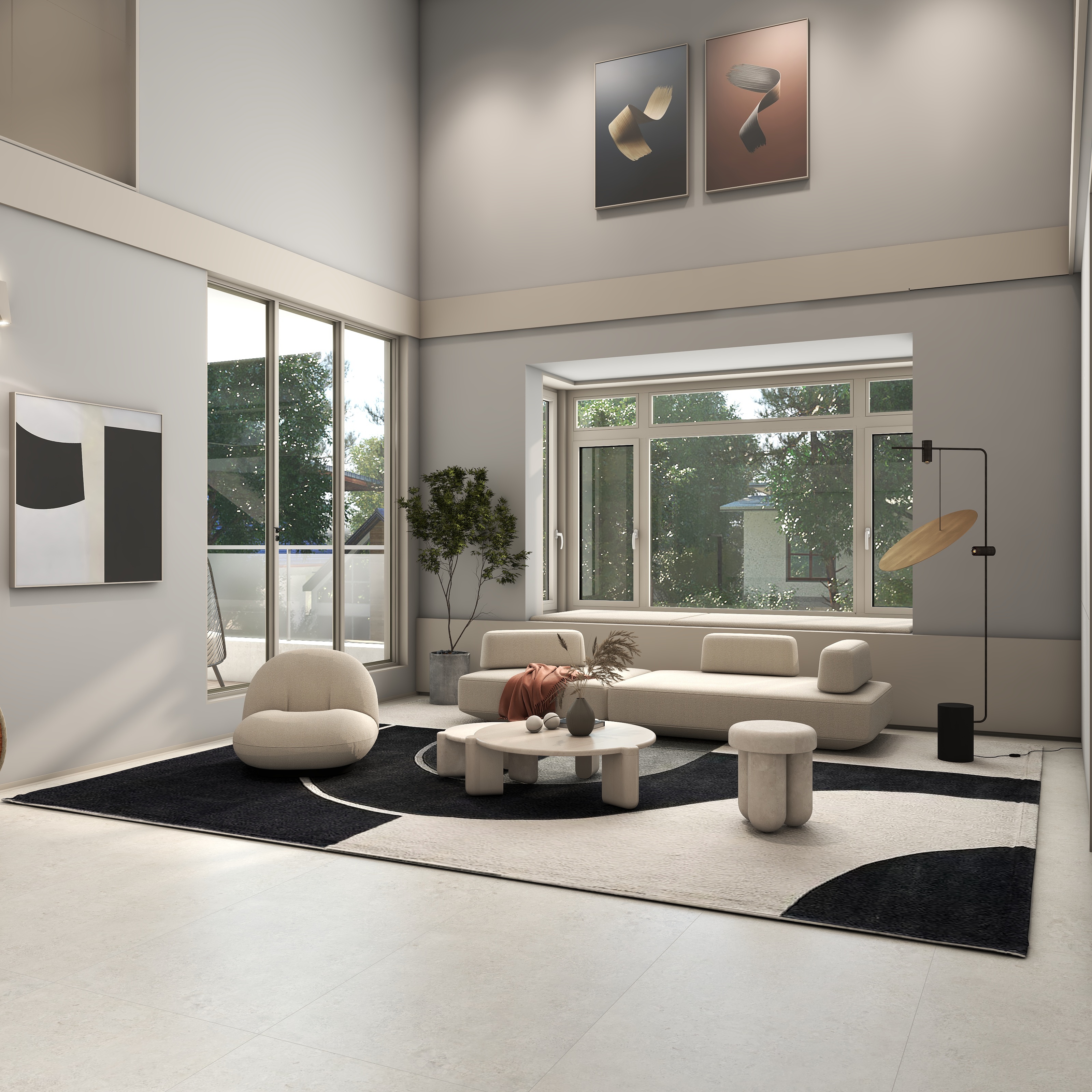 李青越-现代简约风格复式装修效果图