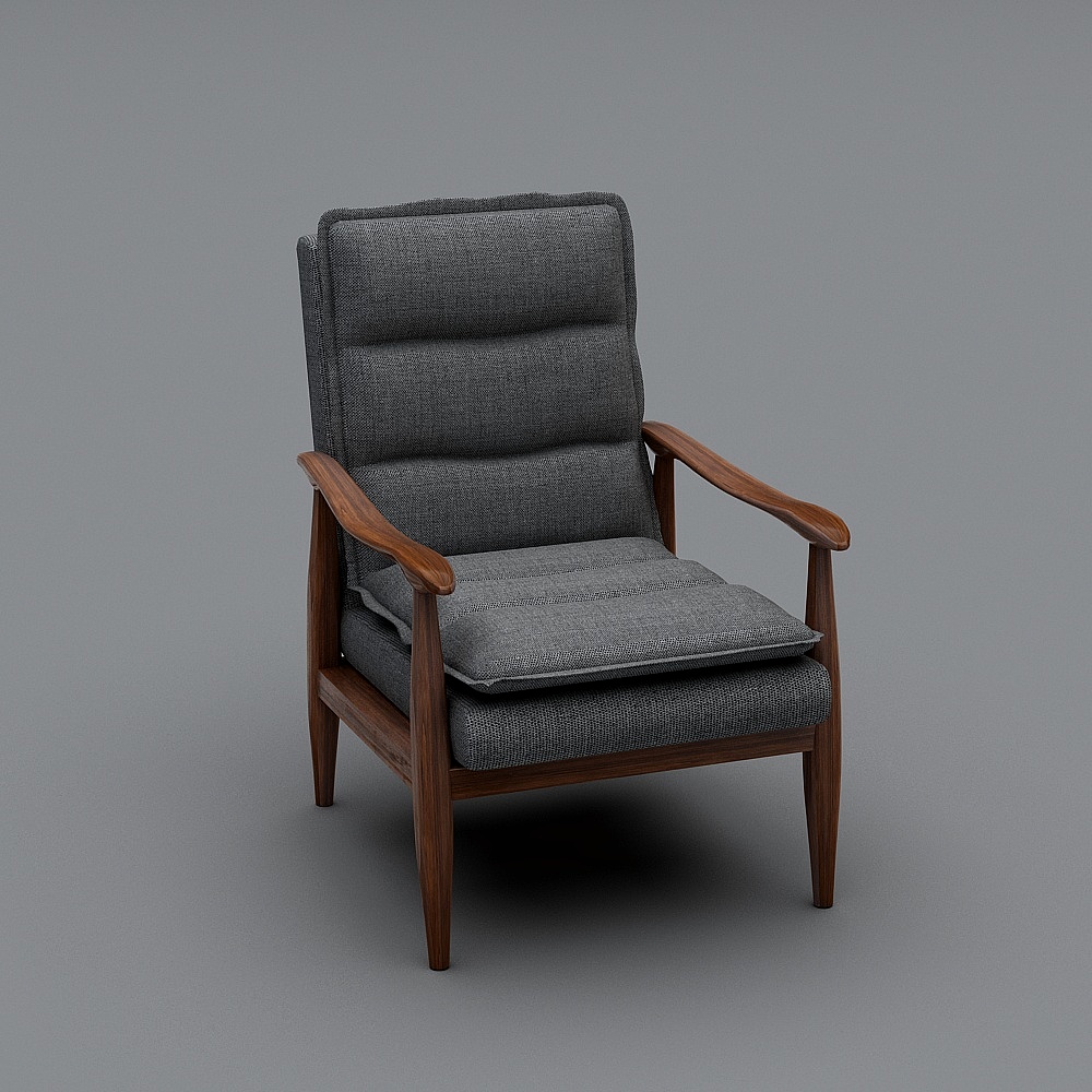 695512-1#布艺单椅3D模型