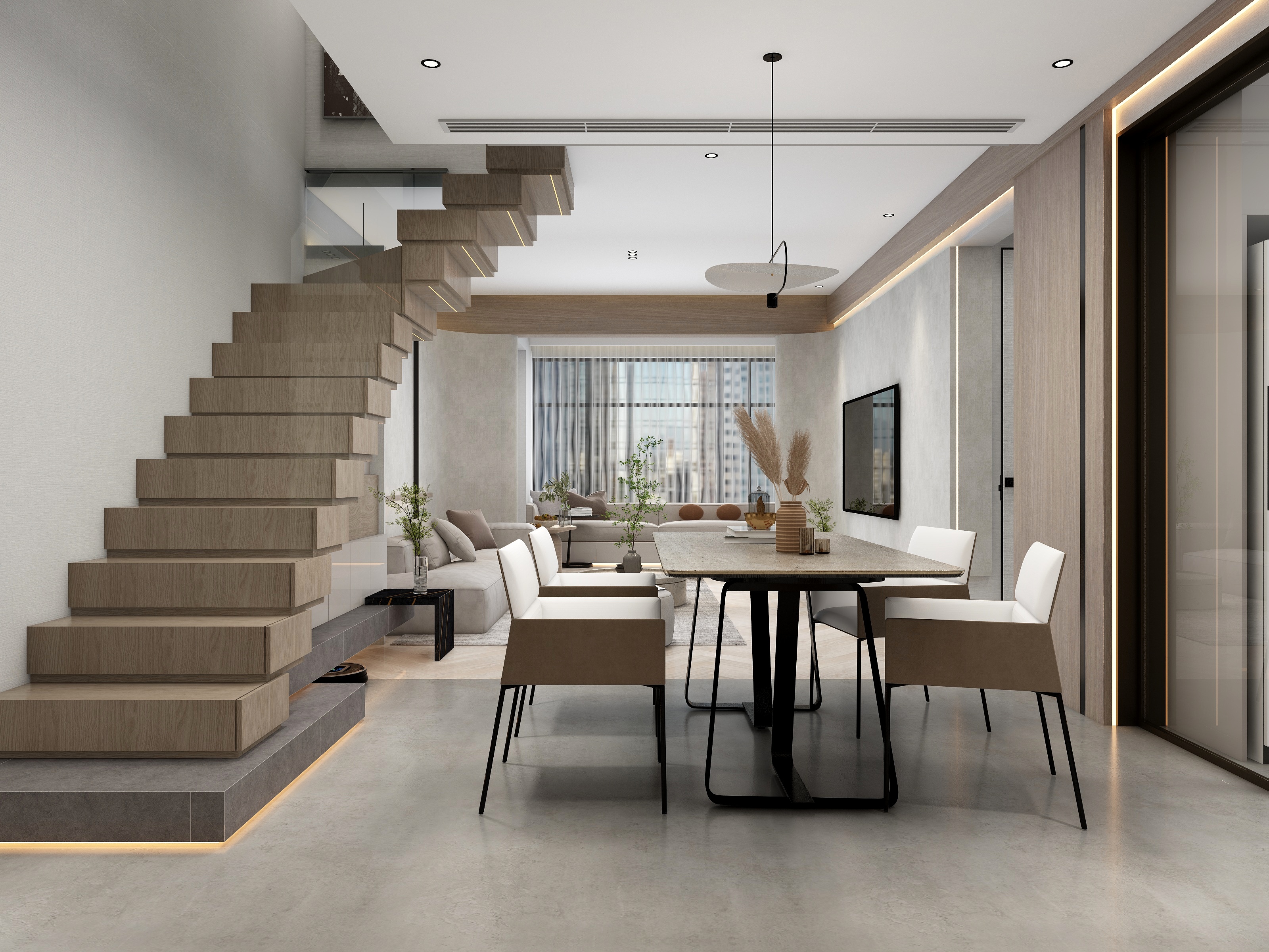 张煜强煜境设计-《老乡》一160平米现代极简复式四房装修效果图