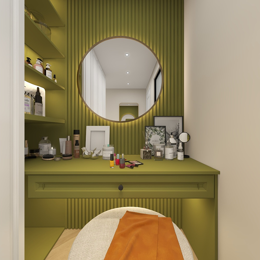 自由设计师-十二-《撞色设计》+118平奶油系法式复古风一层主卧装修效果图第3张