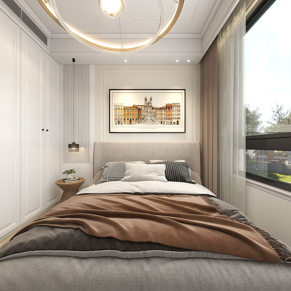 自由设计师-十二-《撞色设计》+118平奶油系法式复古风一层老人房装修效果图第2张