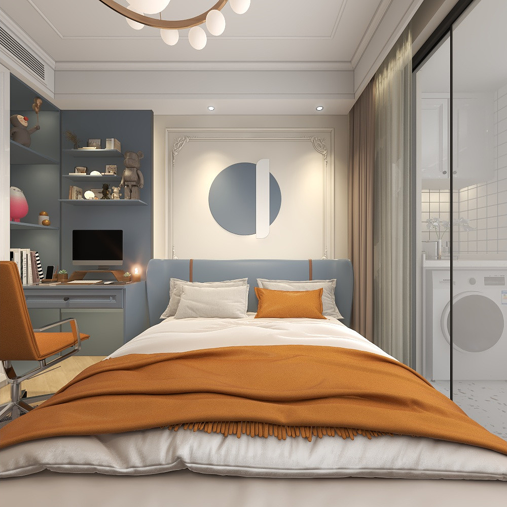 自由设计师-十二-《撞色设计》+118平奶油系法式复古风一层儿童房装修效果图第2张