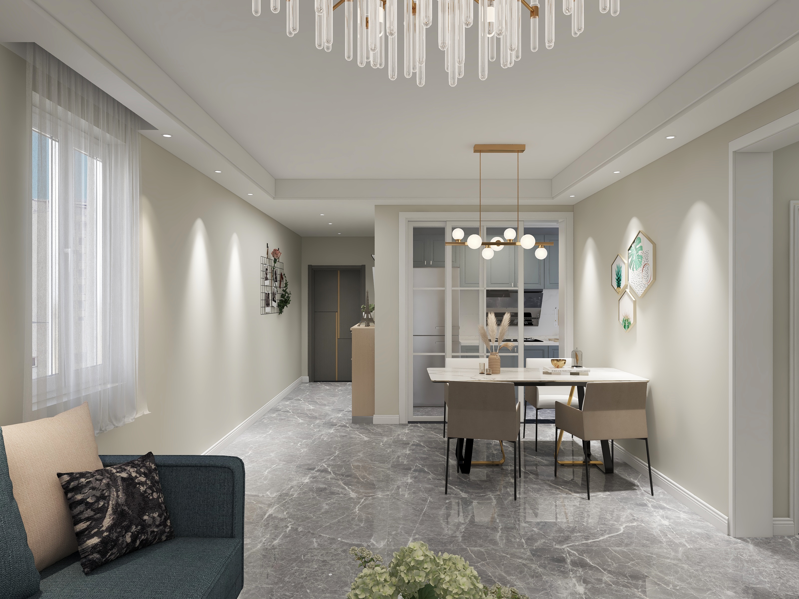 咸阳设计师-【双眼皮】-86平简约风-装修设计方案