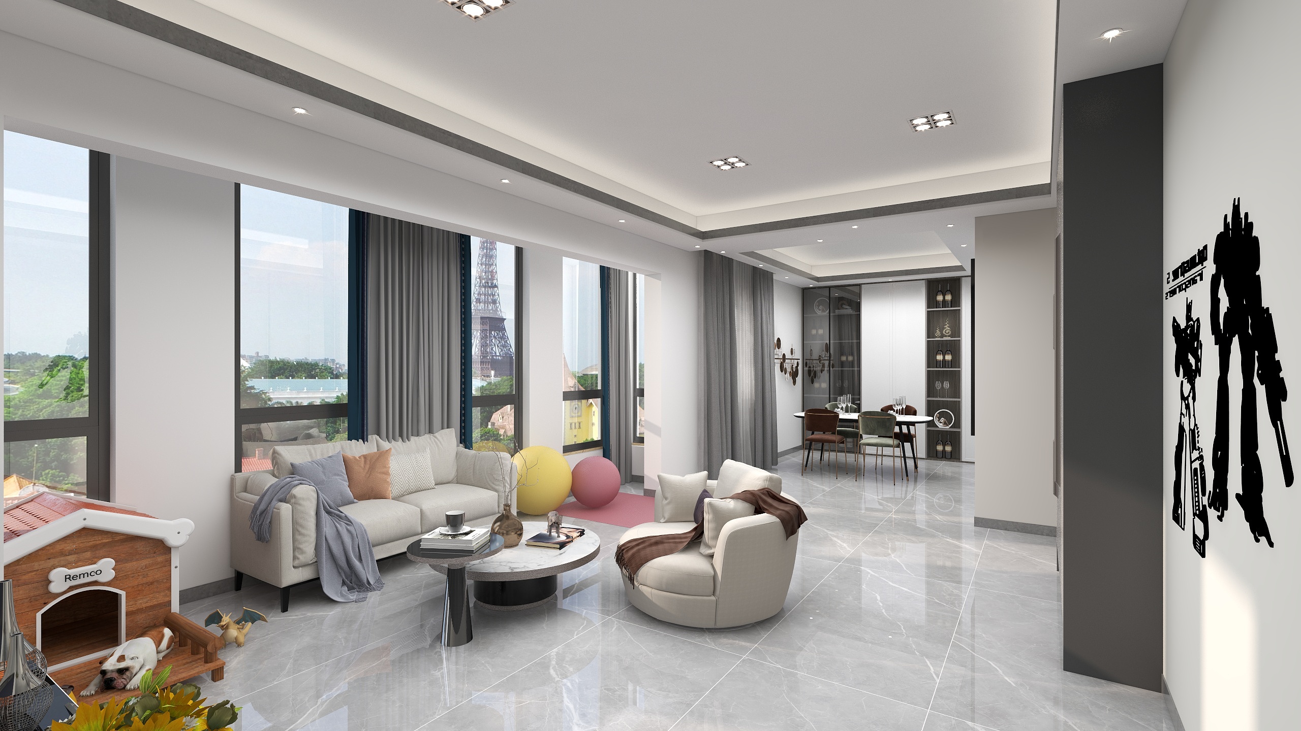 宏业陶瓷选材中心1-瑞和园89.50㎡B户型3室2厅1卫-装修设计方案