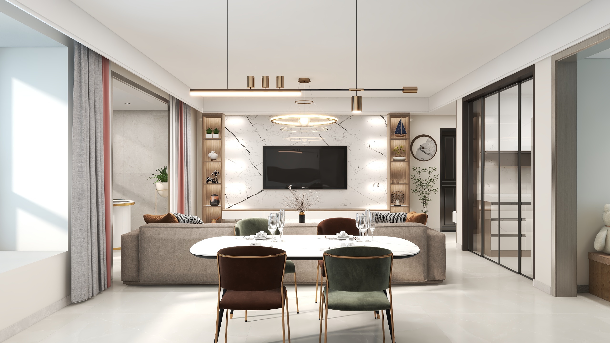 郭涛-现代轻奢四居暖白明亮装修效果图