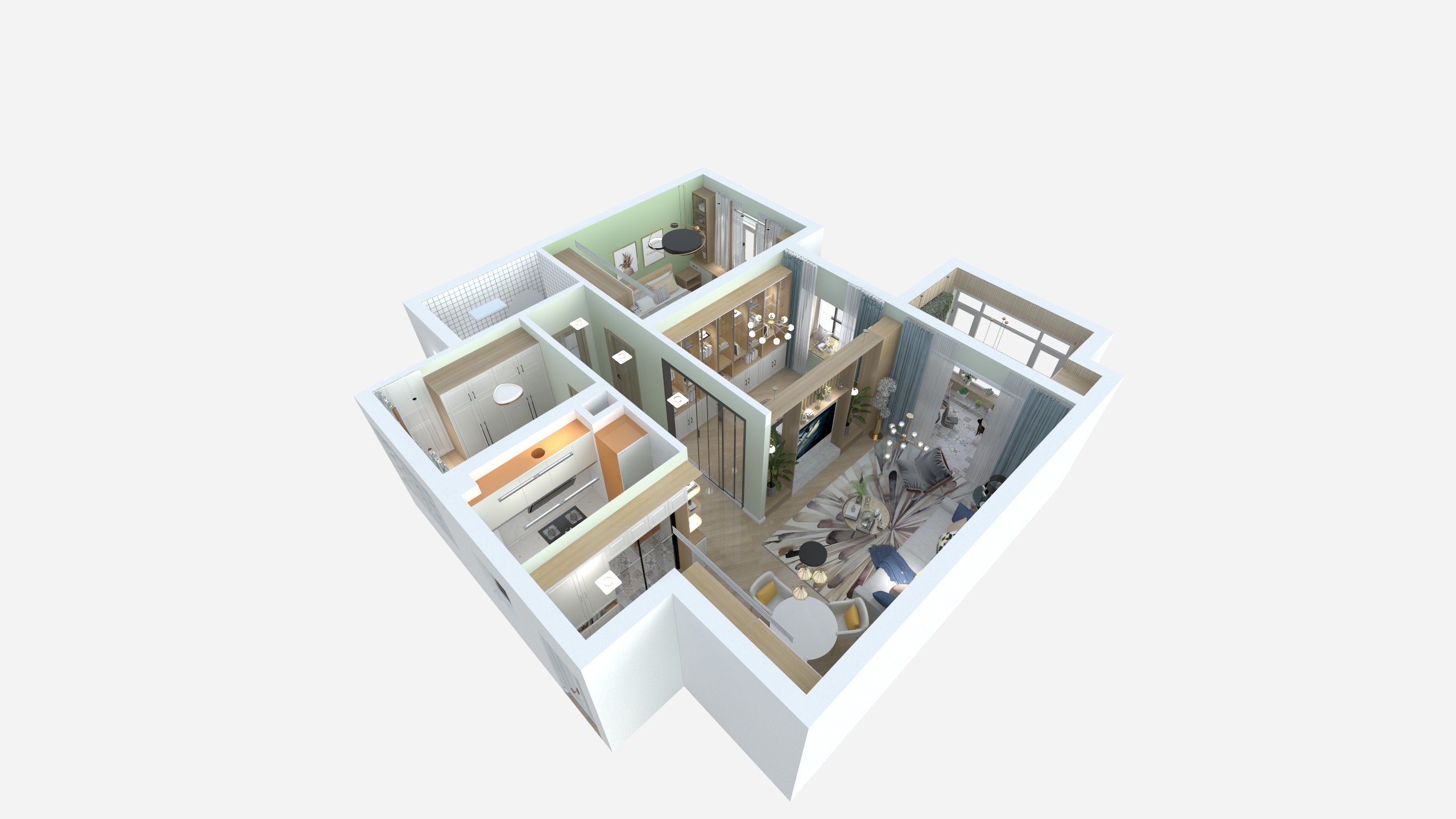 我的休闲时光-德信海德公园83.00㎡A2’3室2厅1卫1厨-装修设计方案