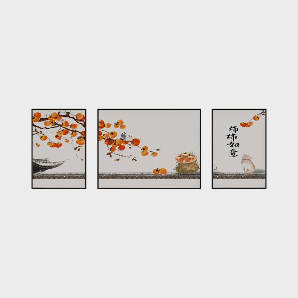  龙匠饰家-新中式系列-2+1组合装饰画-6682