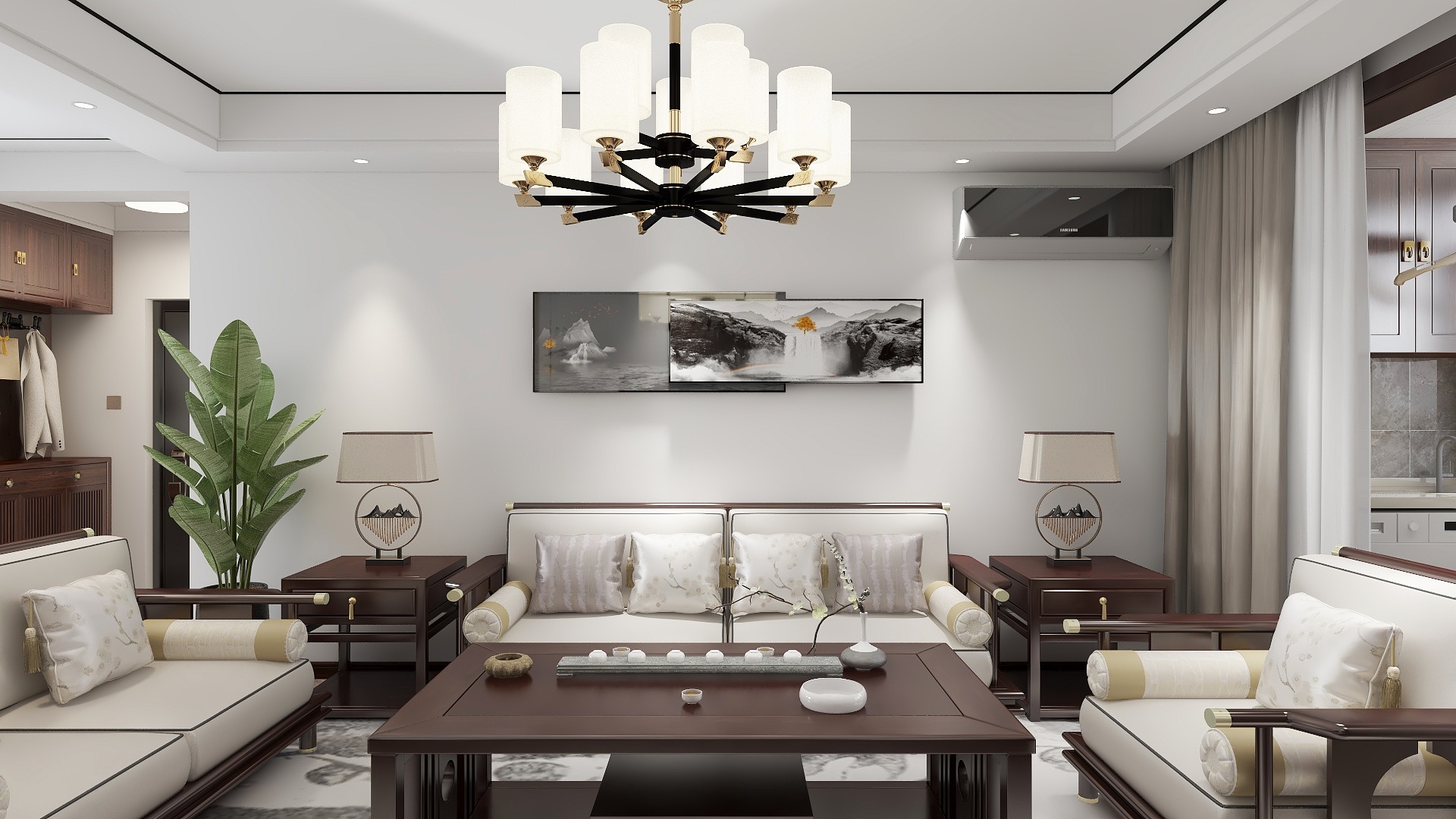 漫不经心的眼-鹏达雅苑实木家具效果方案-装修设计方案