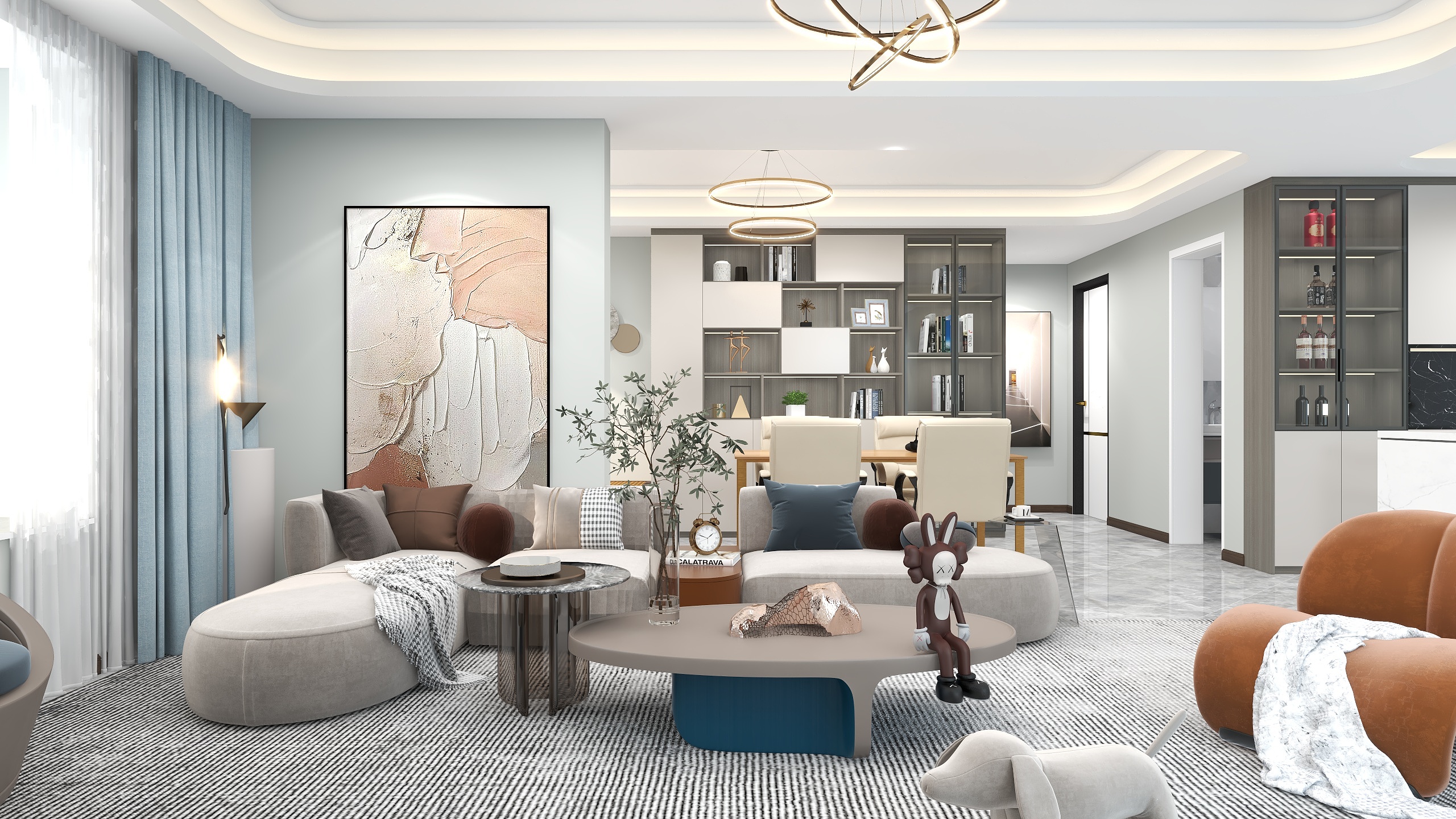 李青越-142方现代简约两居室装修效果图